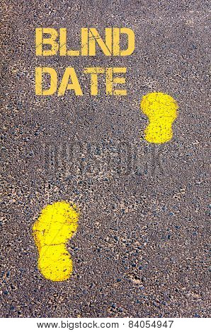 Yellow Footsteps On Sidewalk Towards Blind Date Message