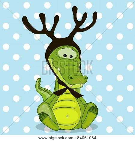 Crocodile With Antlers