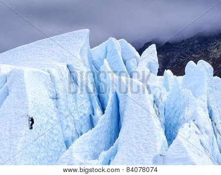 Ice Climber on Glacier