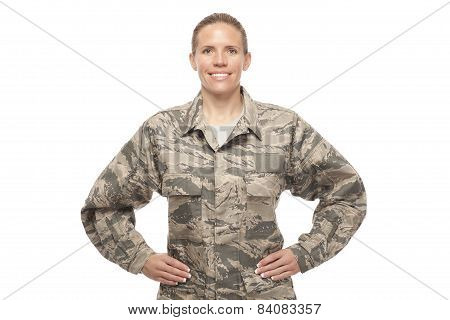 Female Airman With Hands On Hips