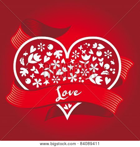 Gift On Valentine's Day. Heart.