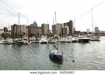 Yachts Moored In Harbour, Durban South Africa