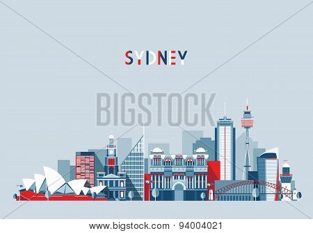 Sydney Australia City Skyline Vector Background