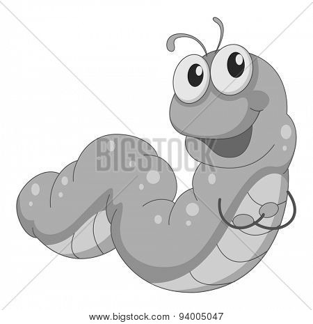 Close up happy worm crawling alone
