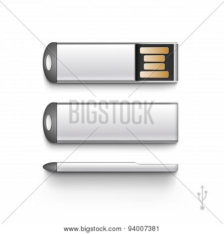 USB Flash Drive Stick Memory Vector Set Isolated