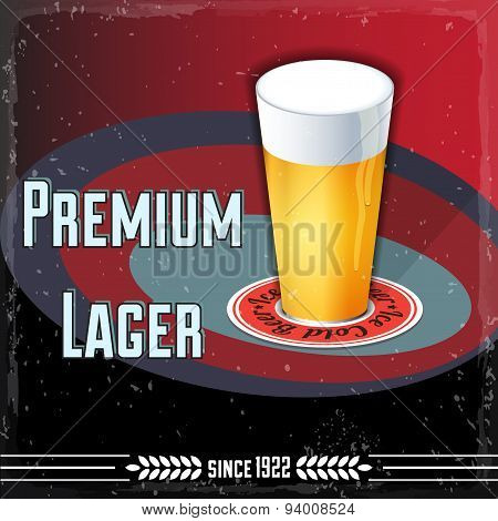 Retro Beer Brewery Vector Poster.