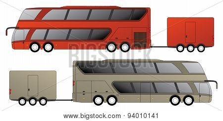 Double Decker Bus With Attached Trailer