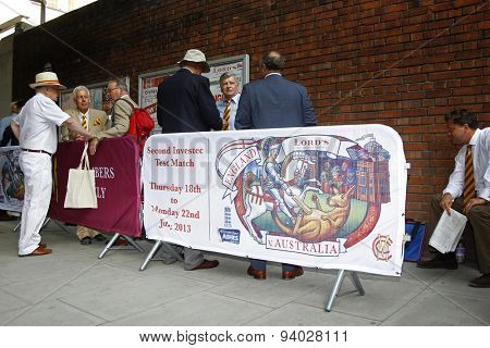 LONDON, ENGLAND - July 18 2013: MCC Members start queuing to gain access to the ground from 2am on day one of the Investec Ashes 2nd test match, at Lords Cricket Ground on July 18, 2013