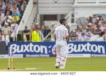 NOTTINGHAM, ENGLAND - July 10, 2013: England's Jonathan Trott walks off after being dismissed during day one of the first Investec Ashes Test match at Trent Bridge Cricket Ground
