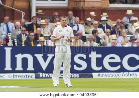 LONDON, ENGLAND - July 20 2013: Peter Siddle during day three of the Investec Ashes 2nd test match, at Lords Cricket Ground on July 20, 2013 in London, England.