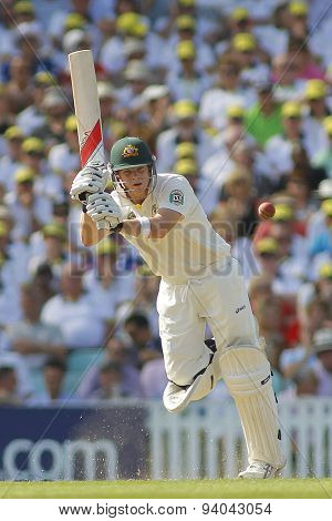 LONDON, ENGLAND - August 21 2013: Steven Smith plays a shot during day one of the 5th Investec Ashes cricket match between England and Australia played at The Kia Oval Cricket Ground