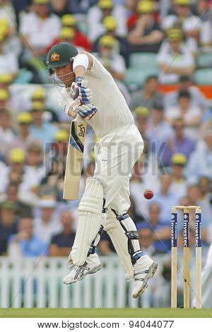 LONDON, ENGLAND - August 22 2013: Brad Haddin plays a shot during day two of the 5th Investec Ashes cricket match between England and Australia played at The Kia Oval Cricket Ground