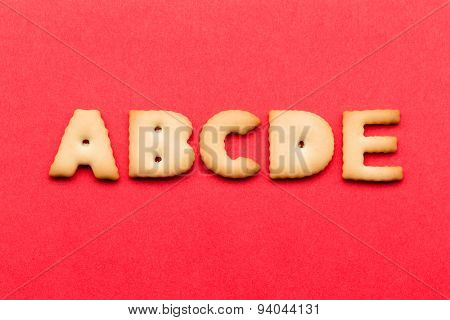 ABCDE cookie over the red background