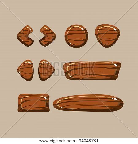 Set of Cartoon Wooden Buttons