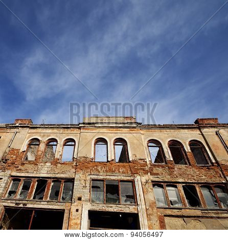 Facade Of Old Destroyed House
