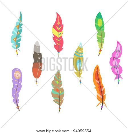 Vector Colored Feathers Set