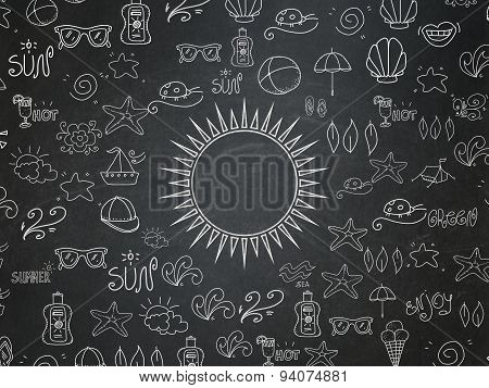 Vacation concept: Sun on School Board background