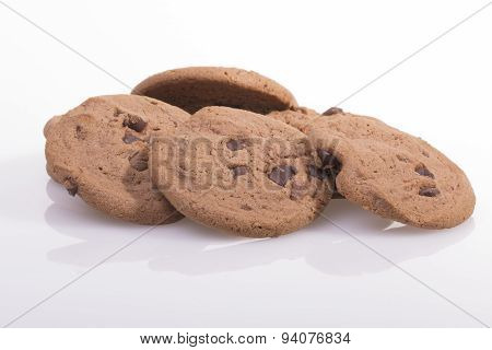 Chocolate chip cookie on white