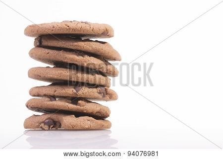 Chocolate chip cookie on white