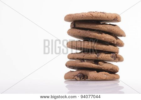 Chocolate chip cookie on white