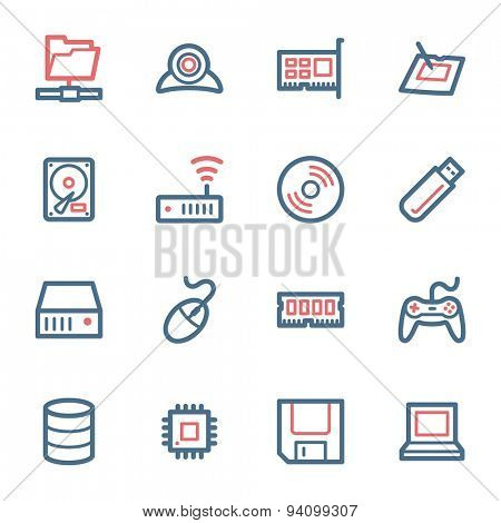 Computer components web icons set