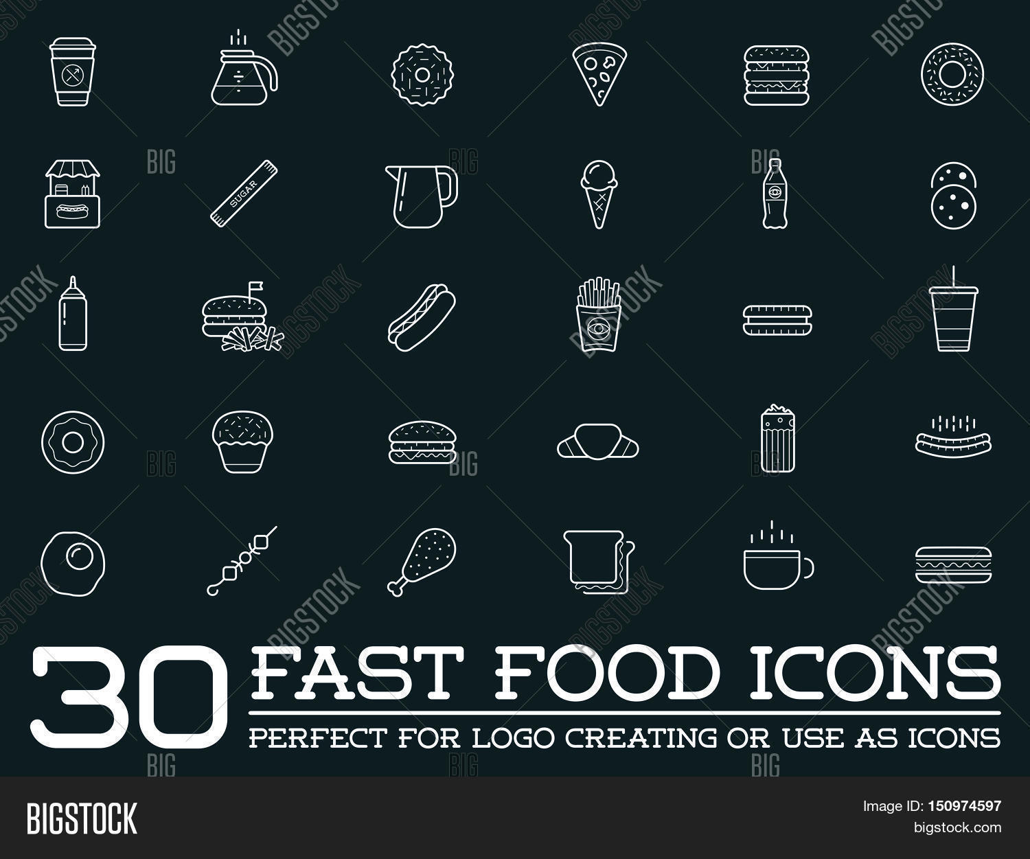 Set Vector Fastfood Vector & Photo (Free Trial) | Bigstock