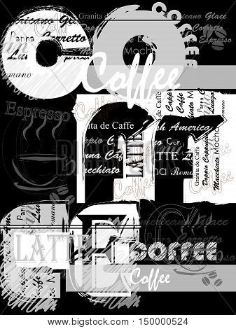 Coffee background. Fashion poster. Retro poster. Vector illustration.