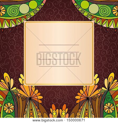 Elegant greeting card with retro, doodle, vector, design element