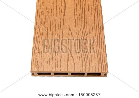 Composite decking board with wood grains isolated on white background
