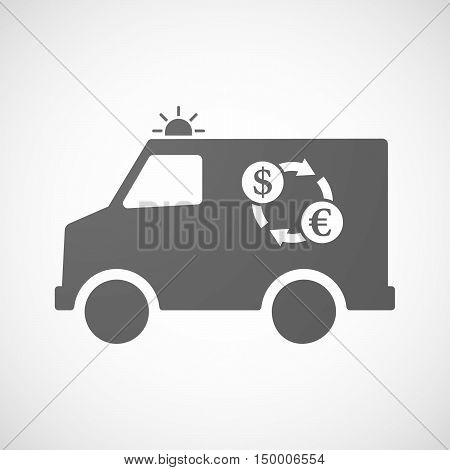 Isolated Ambulance Icon With A Dollar Euro Exchange Sign