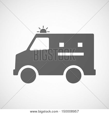 Isolated Ambulance Icon With A Emotionless Text Face