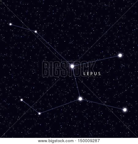 Sky Map with the name of the stars and constellations. Astronomical symbol constellation Lepus
