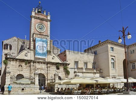 Zadar, Croatia - June 18th 2016. Tourists walk around the centre of historic Croatian city of Zadar
