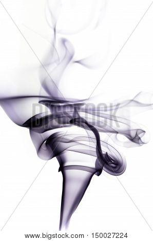 Abstract Purple Smoke Swirls Over White Background