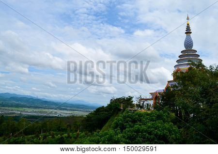 sky white blue view green outdoor nature