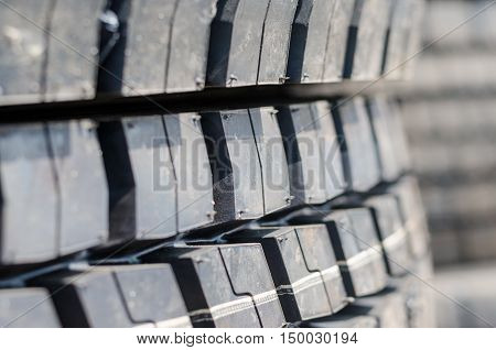 Textured pattern of a new truck tire background