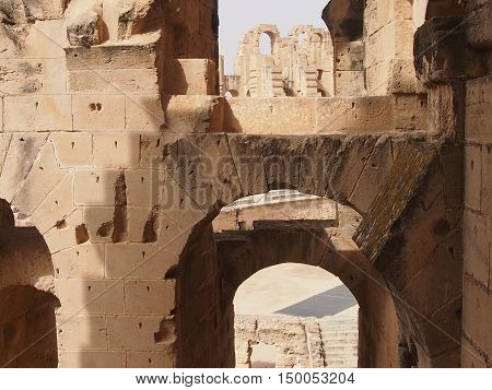 well saved ancient amphitheater in El Djem