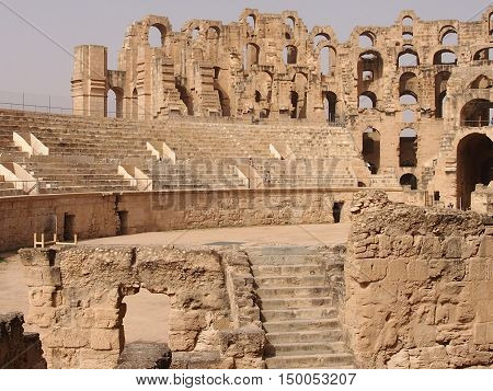 well saved ancient amphitheater in El Djem