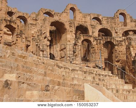 well saved ancient amphitheater in El Djem