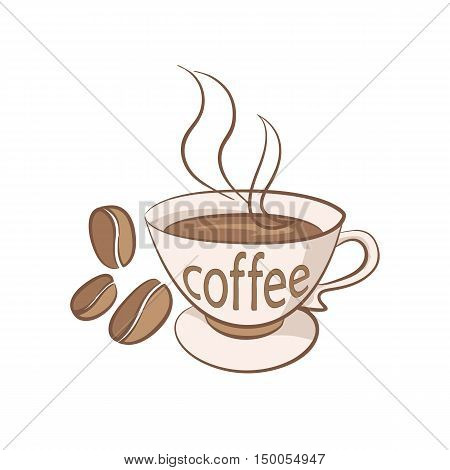 cup of coffee with grains vector illustration