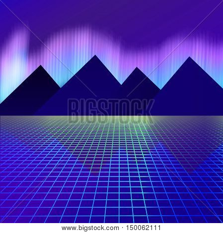Mountains On A Background Of Neon Lights