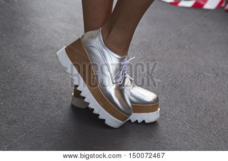 Detail Of Shoes At Milan Fashion Week