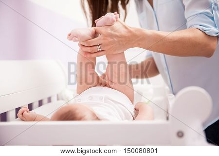 Newborn Baby Getting A Diaper Change