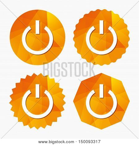 Power sign icon. Switch on symbol. Turn on energy. Triangular low poly buttons with flat icon. Vector