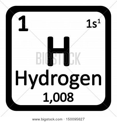 Periodic table element hydrogen icon on white background. Vector illustration.