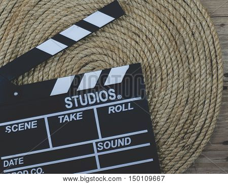 Slate film on a jute rope background