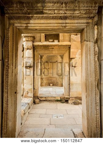 SELCUK IZMIR TURKEY- SEPTEMBER 13 2016: Ephesus was an ancient Greek city on the coast of Ionia. UNESCO World Heritage Site.