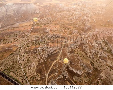 GOREME TURKEY- SEPTEMBER 16 2016: Balloon tour in morning sunrise.