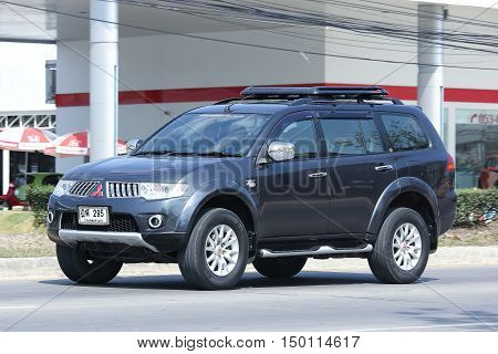 CHIANGMAI, THAILAND -FEBRUARY 29 2016: Mitsubishi Pajero Suv Car. On road no.1001, 8 km from Chiangmai city.