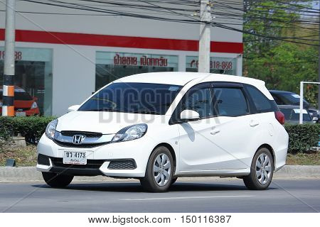 CHIANGMAI, THAILAND -FEBRUARY 29 2016: Private Honda Mobilio van. Photo at road no.121 about 8 km from downtown Chiangmai, thailand.